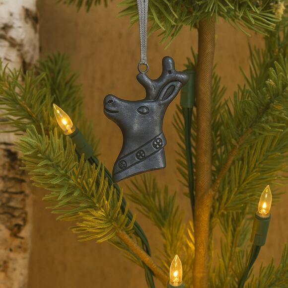 Pewter Reindeer with bells ornament - Picture 1 of 3